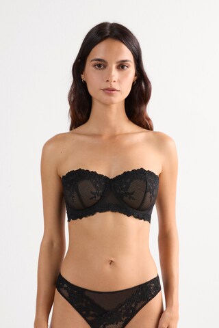 INTIMISSIMI Bandeau Bra 'Pretty Flowers' in Black: front