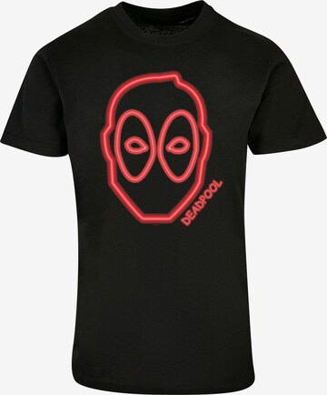 ABSOLUTE CULT Shirt 'Deadpool - Neon Head' in Zwart: voorkant