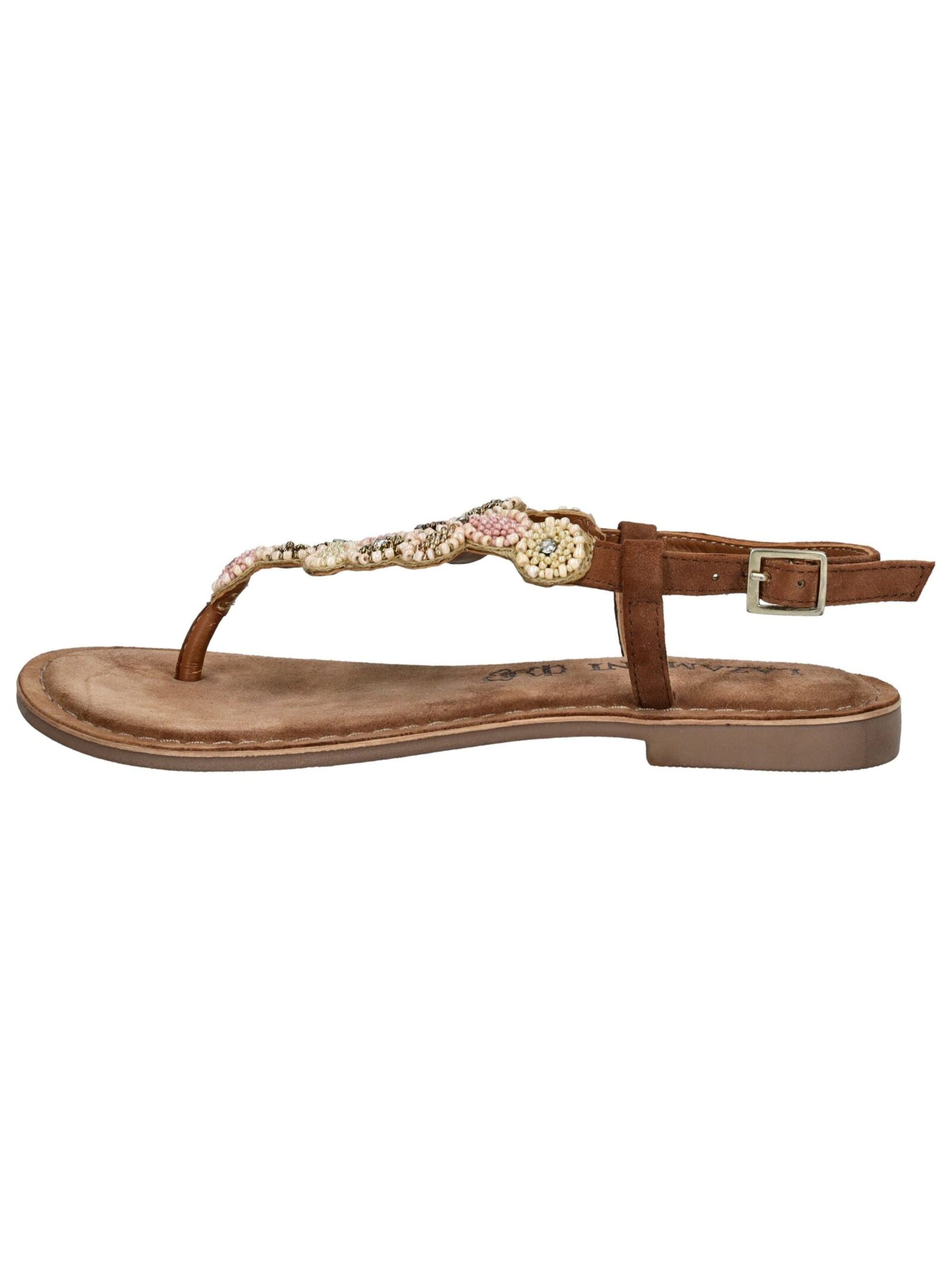 LAZAMANI T-Bar Sandals in Brown