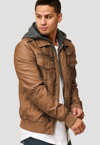 INDICODE JEANS Kunstlederjacke 'Aaron' in Braun