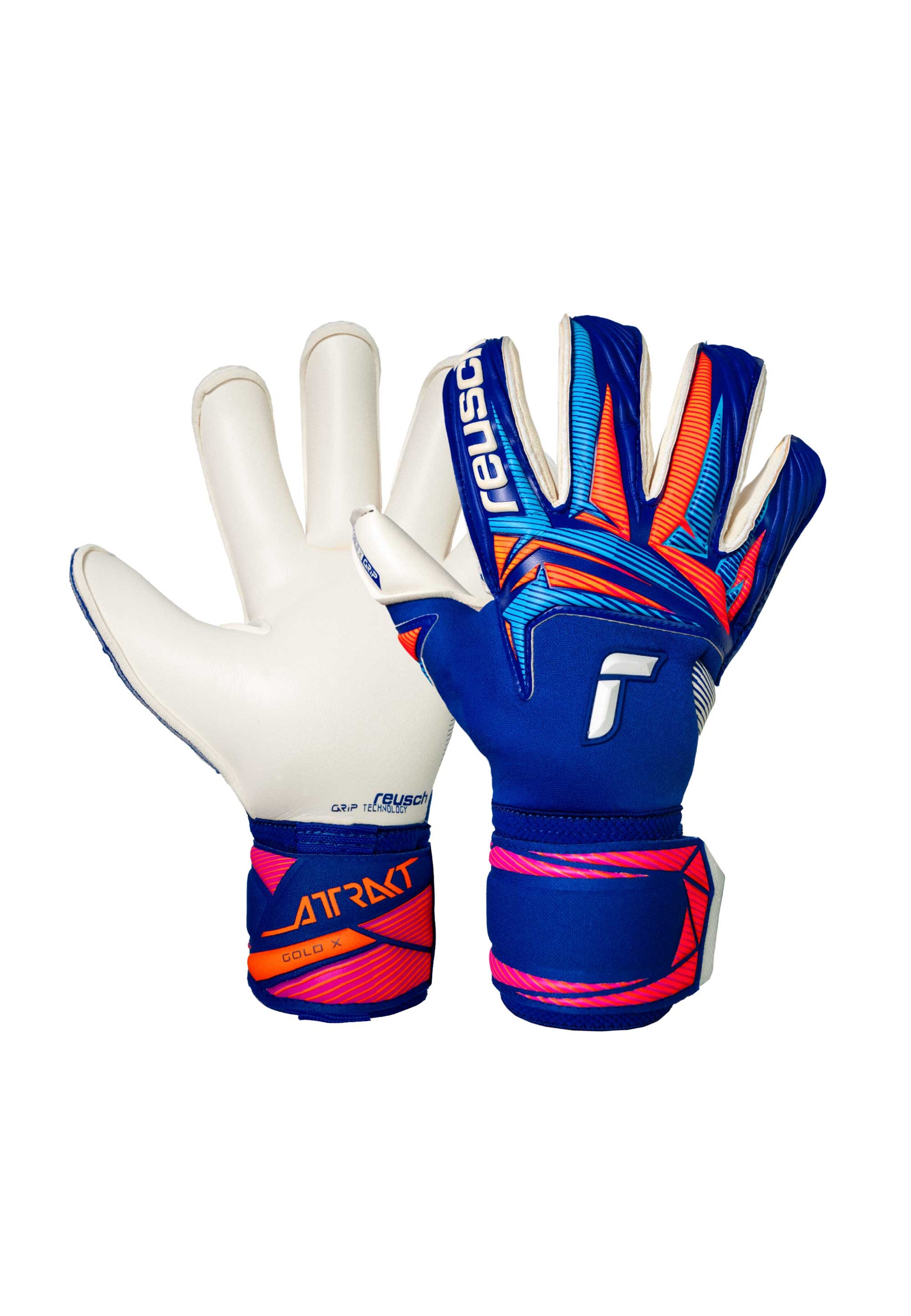 REUSCH Athletic Gloves 'Attrakt Gold X Roll Finger' in Blue: front