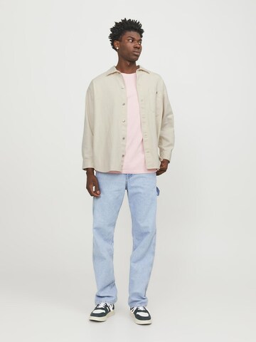 JACK & JONES Comfort fit Button Up Shirt in Beige