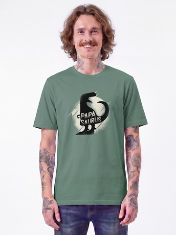 Maglietta 'Papasaurus' di Watapparel in verde: frontale