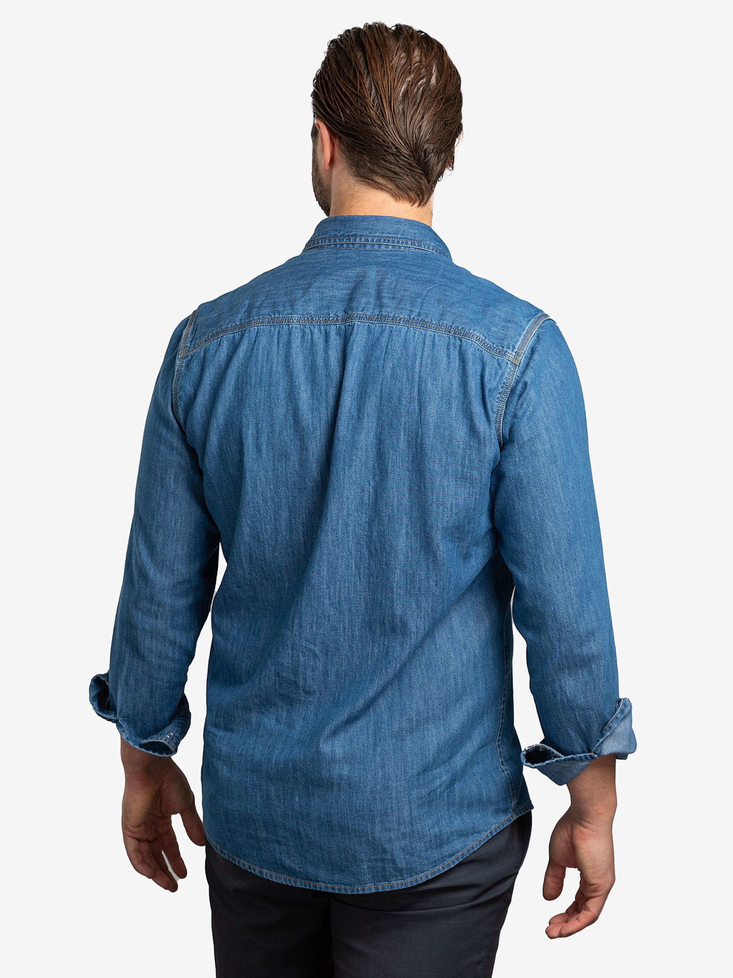 Checker - Ajuste regular Camisa ' Dynasty Denim ' en azul