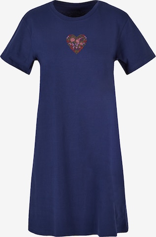 F4NT4STIC Jurk 'Flower Heart Bestickt' in Blauw: voorkant