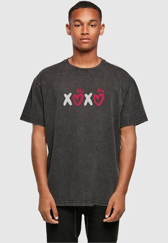 Merchcode Shirt 'Valentines Day - XOXO' in Zwart: voorkant