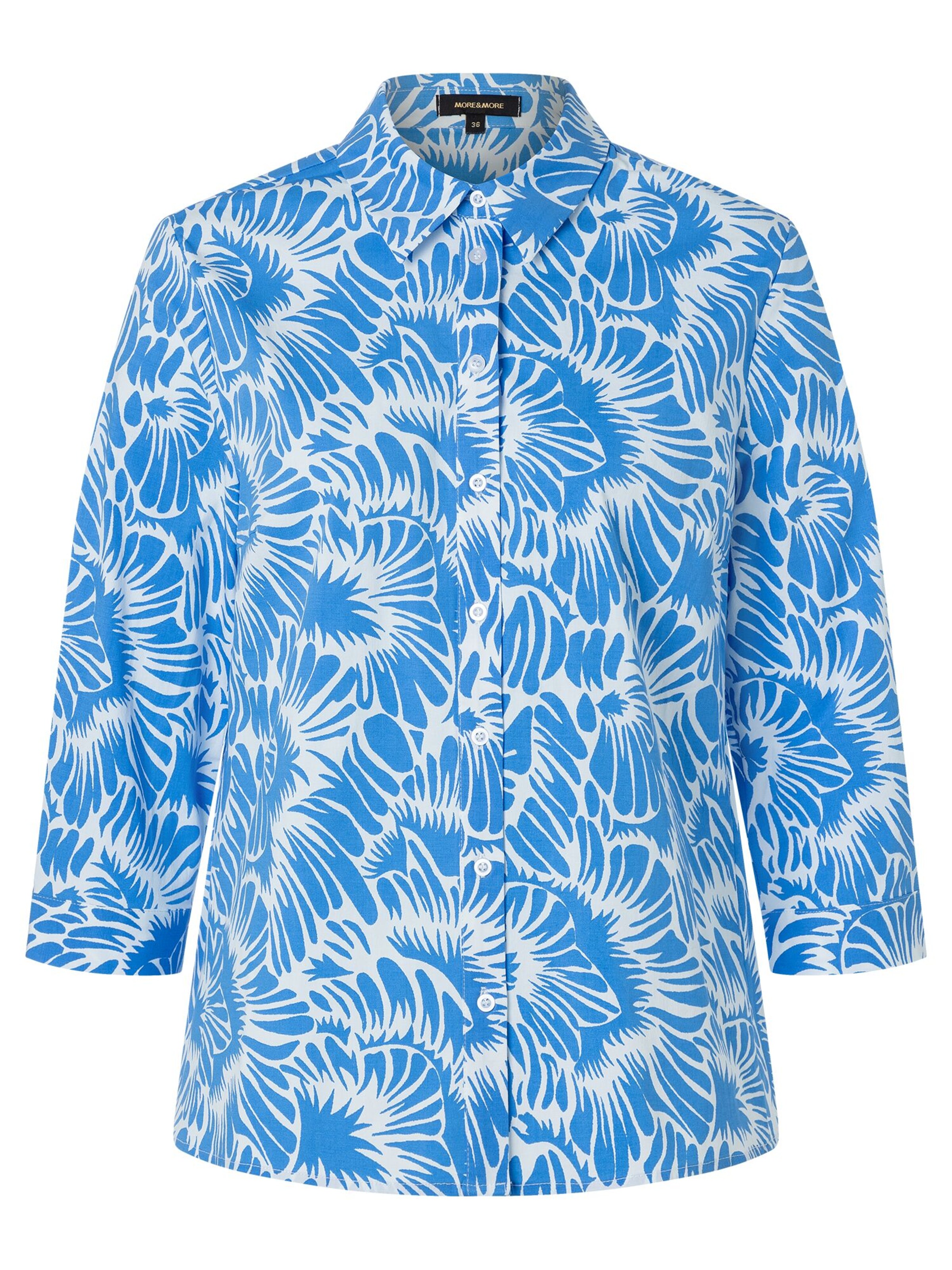 MORE & MORE Bluse in azur / weiß, Produktansicht