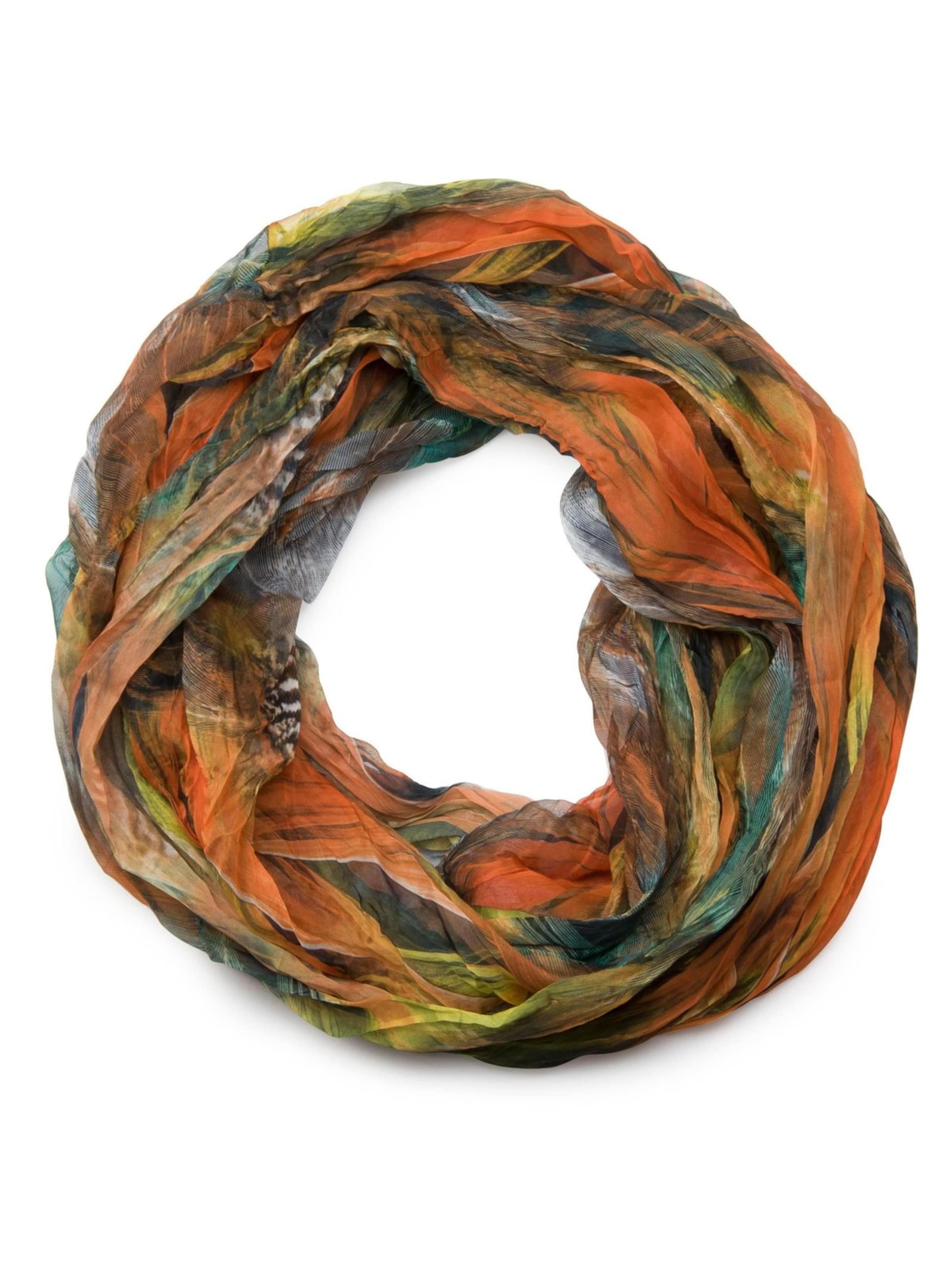 styleBREAKER Tube Scarf 'Loop mit Feder Muster' in Orange: front