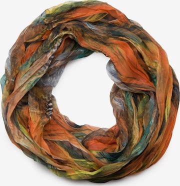 styleBREAKER Schlauchschal 'Loop mit Feder Muster' in Orange: Vorderseite