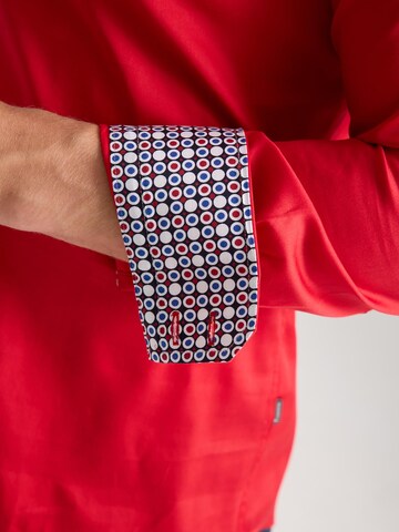 Slim fit Camicia business 'Roma Satin Man Shirt Green' di 7Camicie in rosso