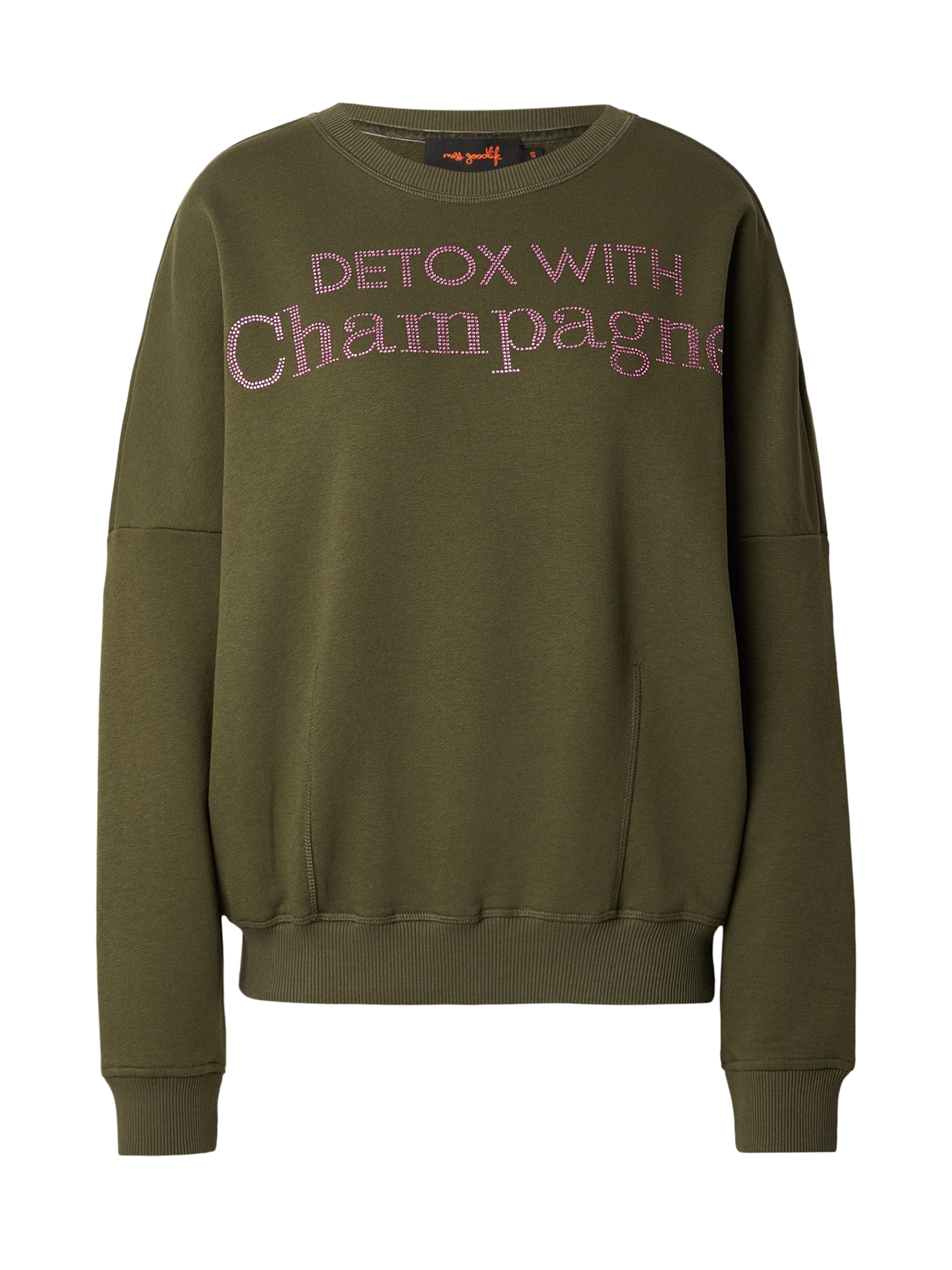 Sweat-shirt 'Detox With Champange' miss goodlife en vert : devant