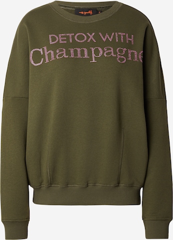 miss goodlifeSweater majica 'Detox With Champange' - zelena boja: prednji dio
