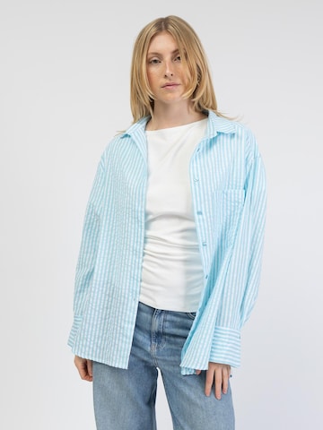 BROKE + SCHÖN Blouse 'Türkise Oversize Bluse mit Streifen' in Blue: front