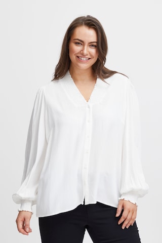 Fransa Curve Blouse 'Amber' in White: front