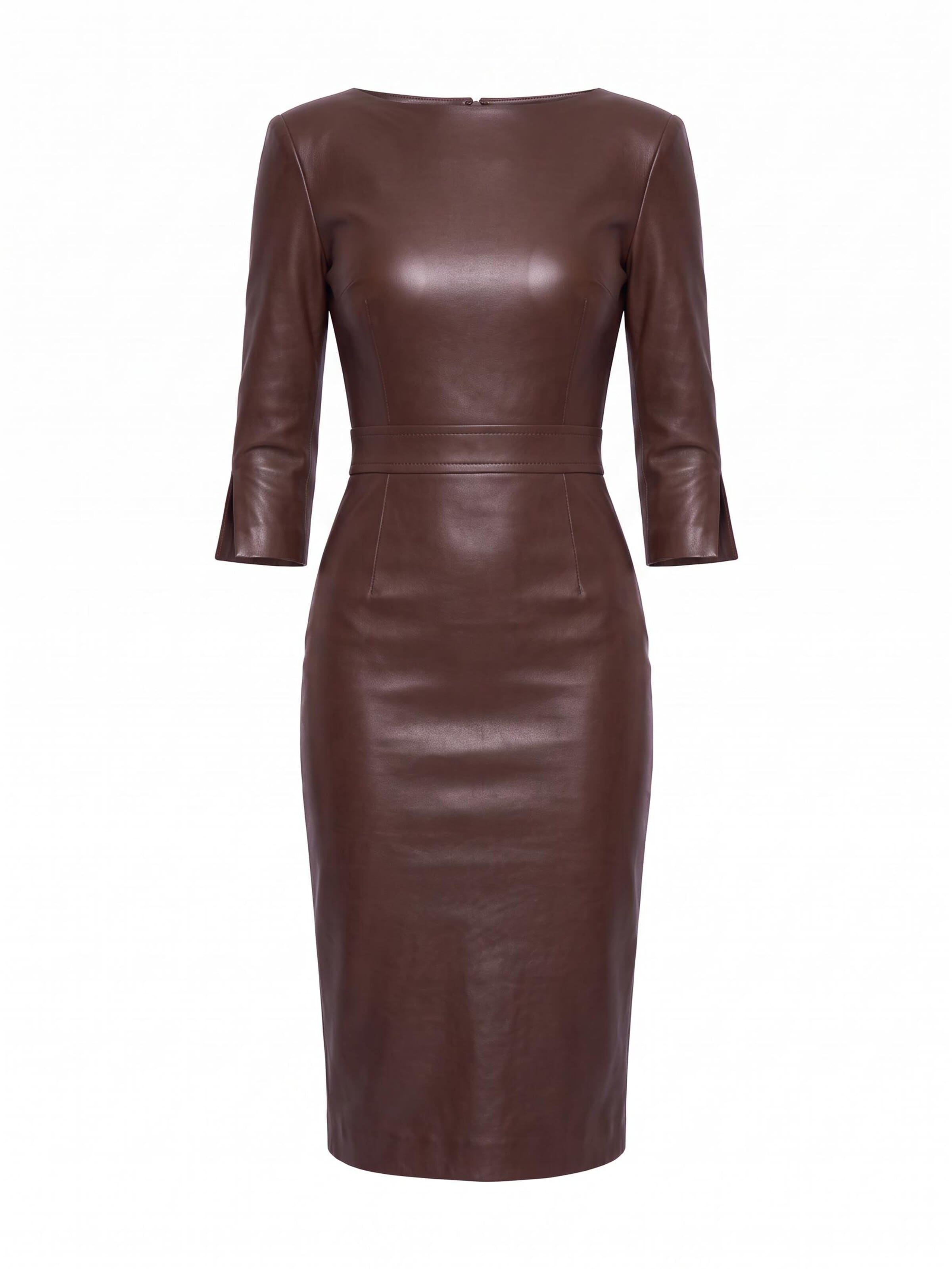 AUDRAY - Vestido de bainha 'GINGER-VEGAN' em castanho
