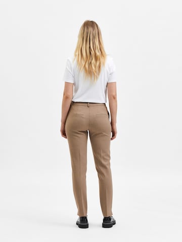 SELECTED FEMME Slim fit Pleated Pants 'Rita' in Brown