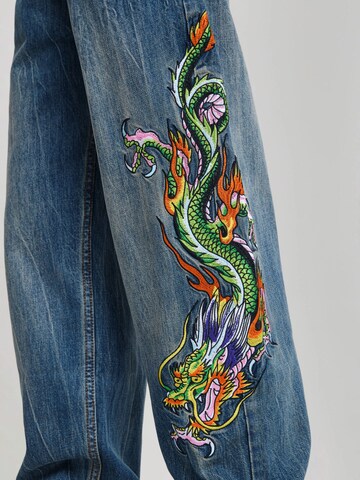 Ed Hardy Loose fit Jeans 'Kriechender Drache' in Blue