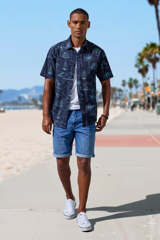 JOHN DEVIN Regular Fit Hemd 'Hawaii' in Blau