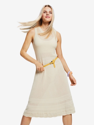 ESPRIT Knitted dress in Beige: front