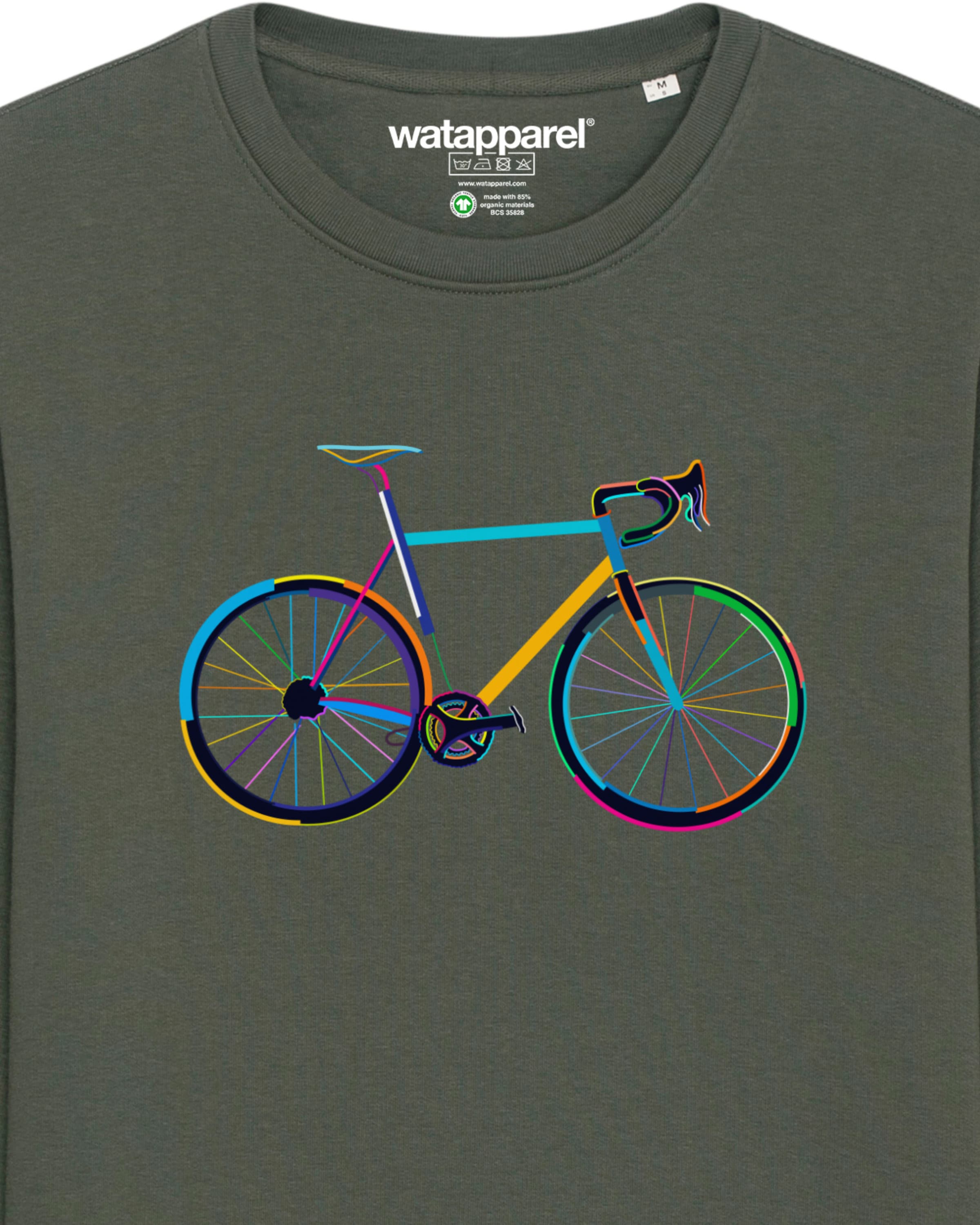 Sweat-shirt ' Fahrrad by night ' Watapparel en vert