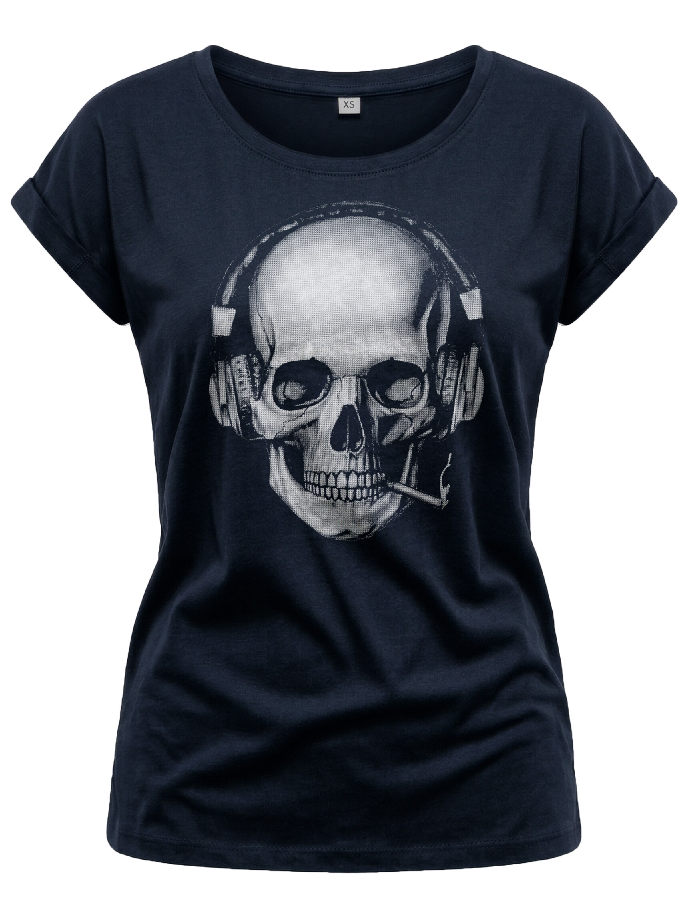 MAKAYA Shirt 'Smoking Skull' in Blue: front