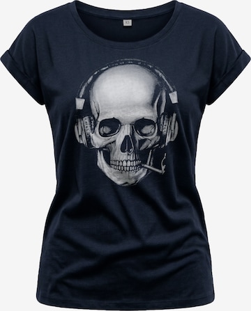 MAKAYA Shirt 'Smoking Skull' in Blue: front