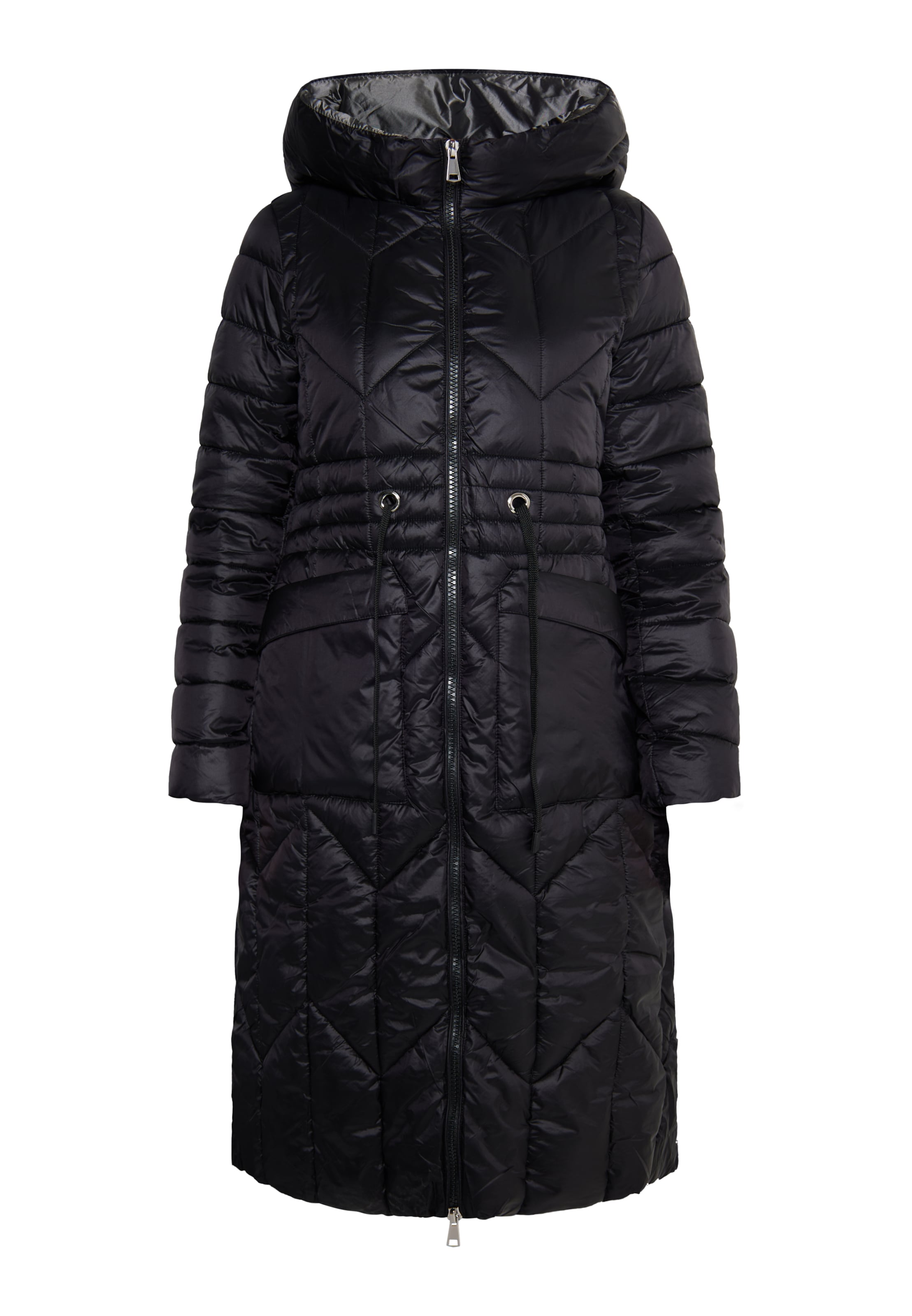 melns Usha Ziemas mētelis: no priekšpuses