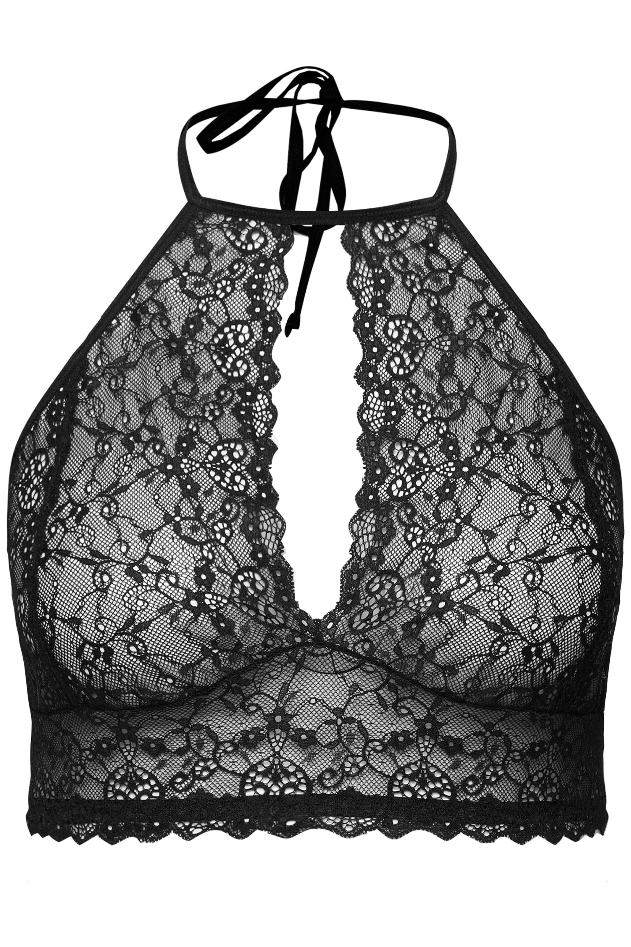 Ulla Popken High neck Bra in Black: front
