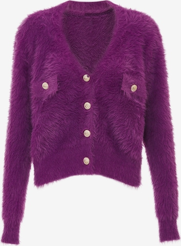 Cardigan caneva en violet : devant