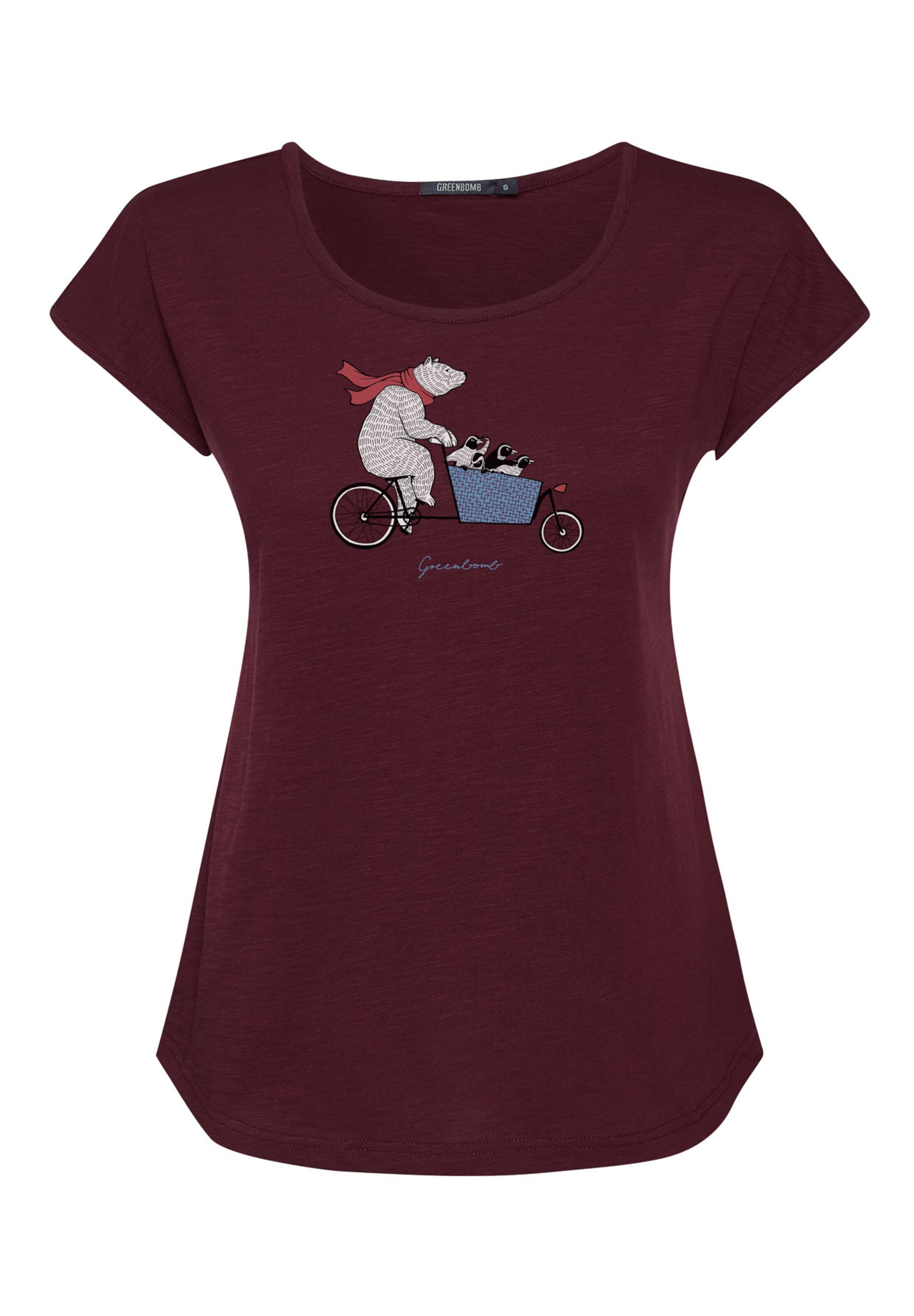 GREENBOMB T-Shirt 'Bike Cargo Bear' in Rot: Vorderseite
