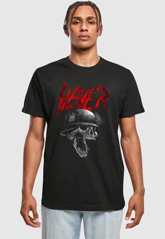 Merchcode Shirt 'Slayer - Grayscale Helmet' in Black: front