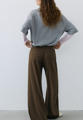 Pull&Bear Wide leg Trousers in Brown
