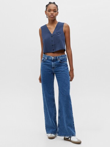 Pull&Bear Wide leg Jeans in Blue: front