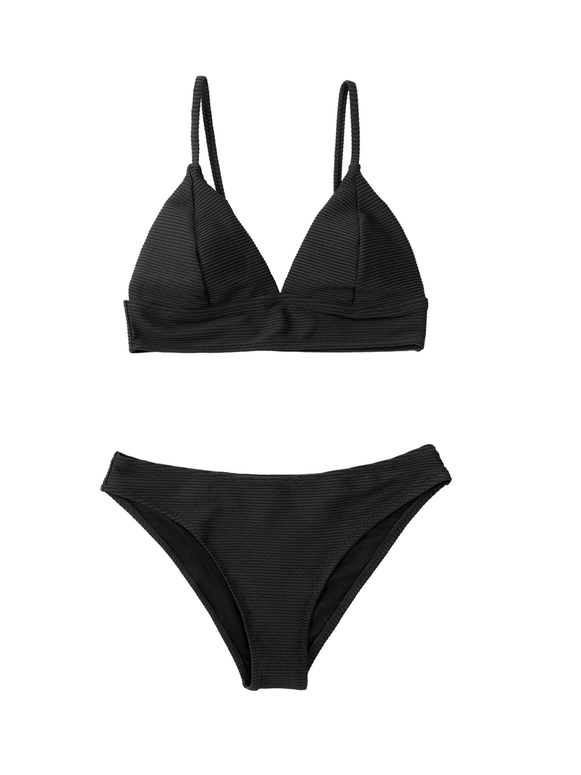 Cupshe Triangle Bikini 'Triangle' in Black: front