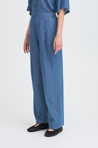 ICHI Wide leg Bandplooi jeans 'IHXaurora' in Blauw