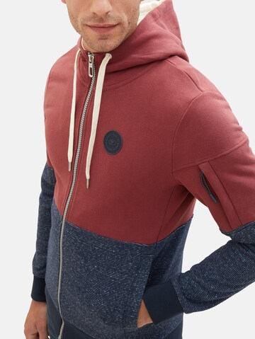 TOM TAILOR Zip-Up Hoodie in Red