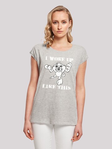 F4NT4STIC Shirt 'Looney Tunes Taz I Woke Up Like This' in Grijs: voorkant