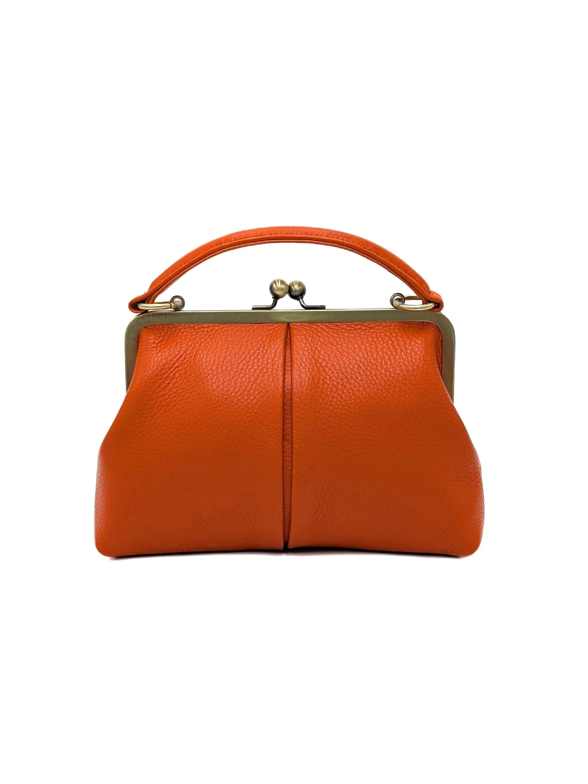 Taschenkinder Handbag 'Kleine Olive – Leder Handtasche & Umhängetasche' in Orange: front