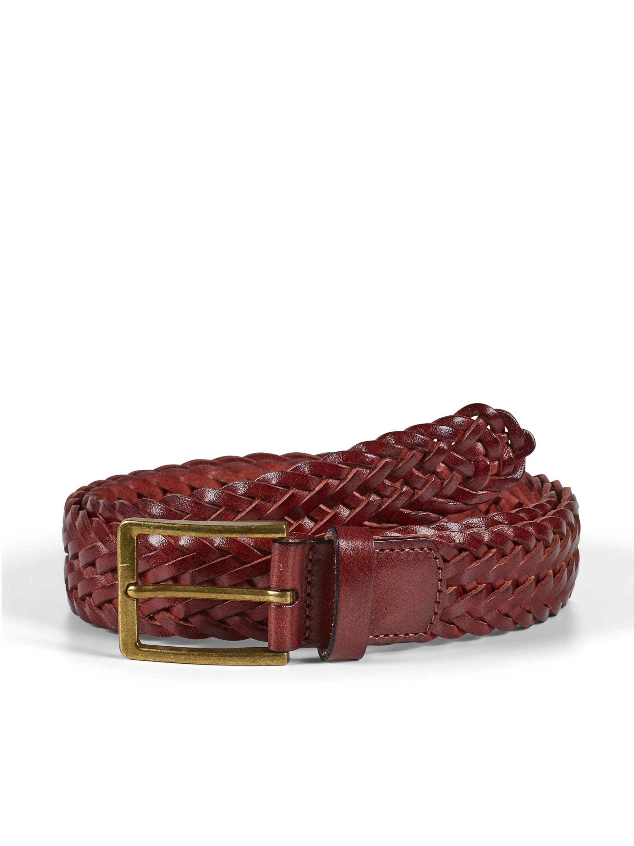 Howard London Riem 'Braided Leather Belt Andrew Light Brown' in Bruin: voorkant