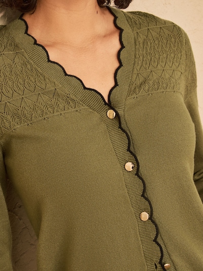 love & roses Strickjacke in XS in oliv / schwarz, Produktansicht