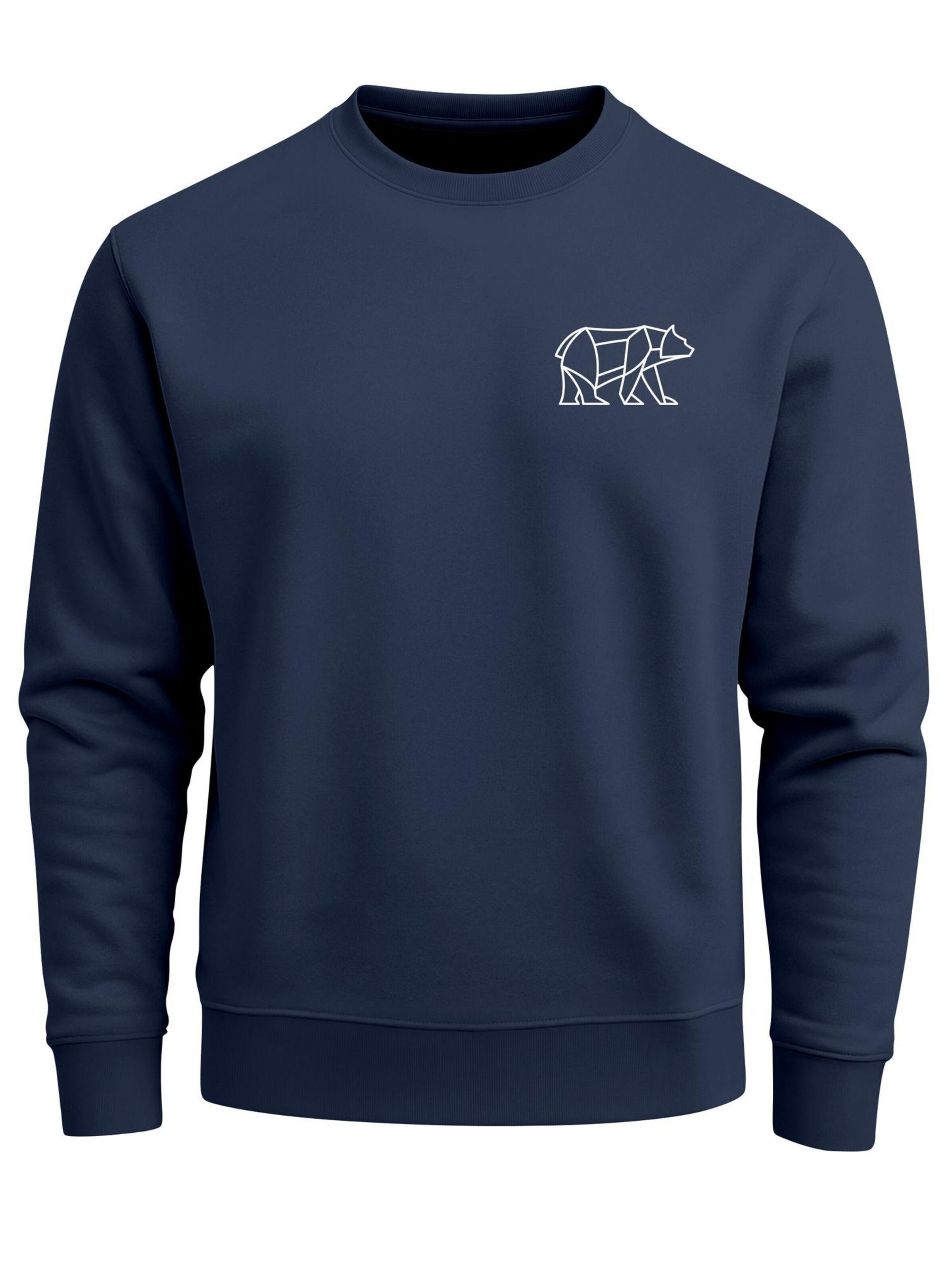 Neverless Sweatshirt 'Bär Lineart Polygon' in Blue: front