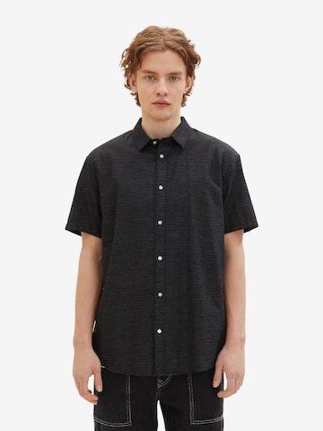 TOM TAILOR Regular fit Button Up Shirt in Black: front
