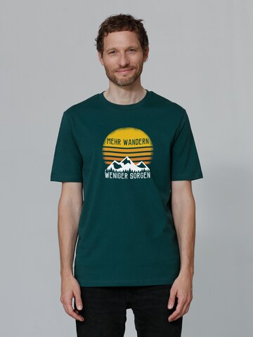 T-Shirt ' Mehr Wandern ' Watapparel en vert : devant