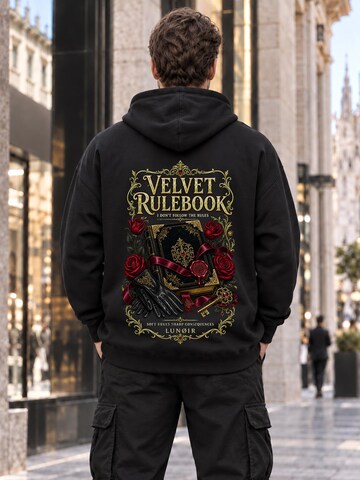 LUNØIR StudioSweater majica 'Velvet Rulebook' - crna boja