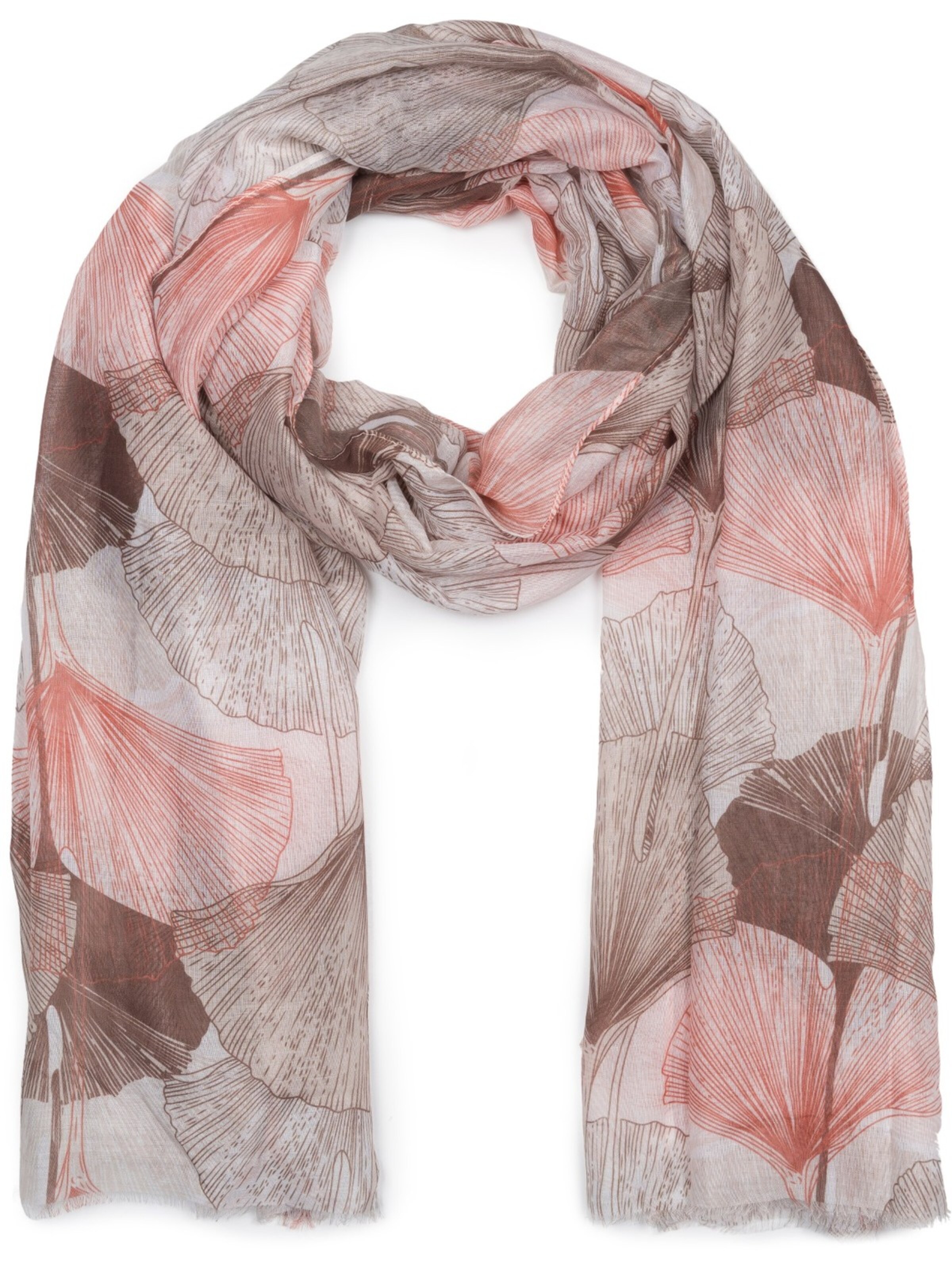 styleBREAKER Schal 'Langer Schal Ginkgo Leaves'‌‌ in One Size in cognac, Produktansicht