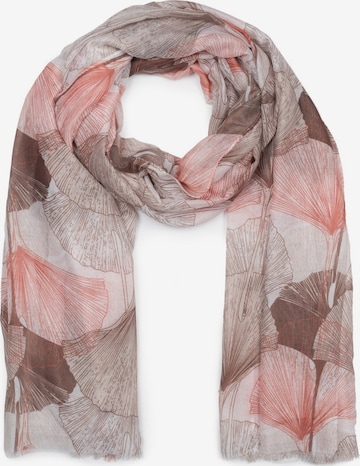 styleBREAKER Schal 'Langer Schal Ginkgo Leaves' in Braun: Vorderseite
