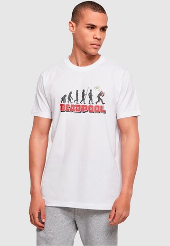 ABSOLUTE CULT Shirt 'Deadpool - Evolution' in Wit: voorkant