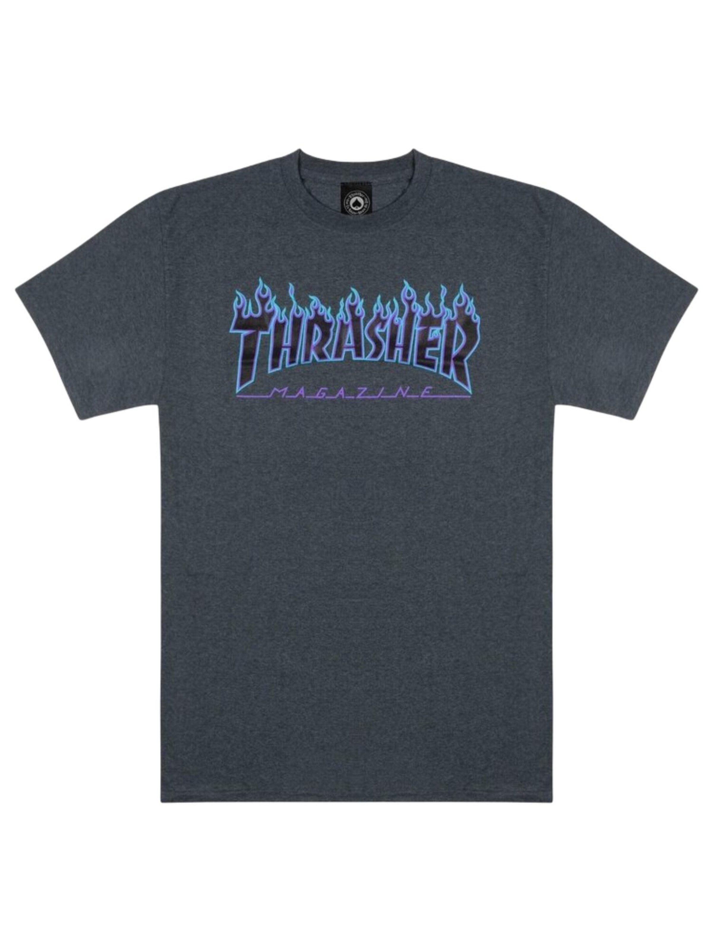 THRASHER Shirt 'FLAME'‌‌‌‌‌‌‌‌‌ in Grau: Vorderseite