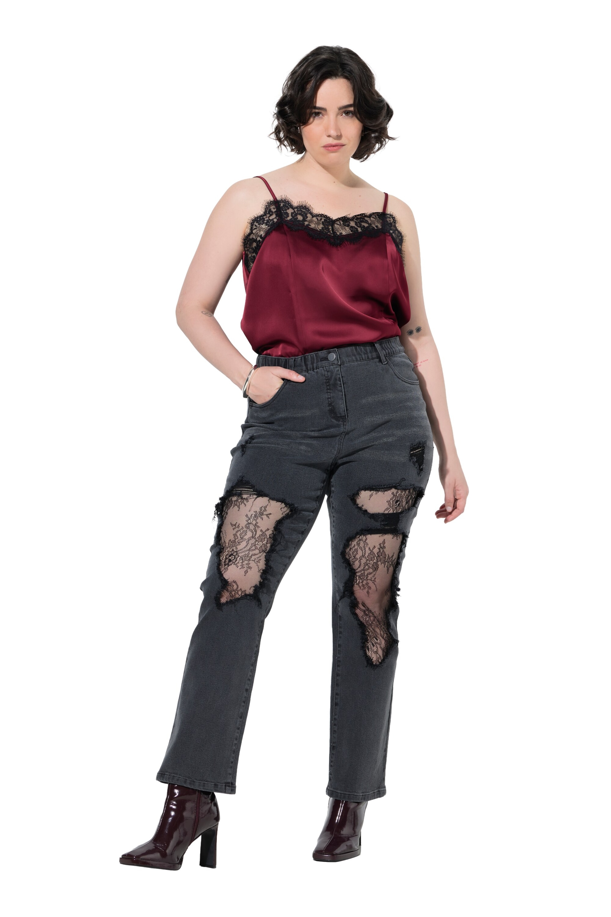 Ulla Popken Regular Jeans in Grijs: voorkant