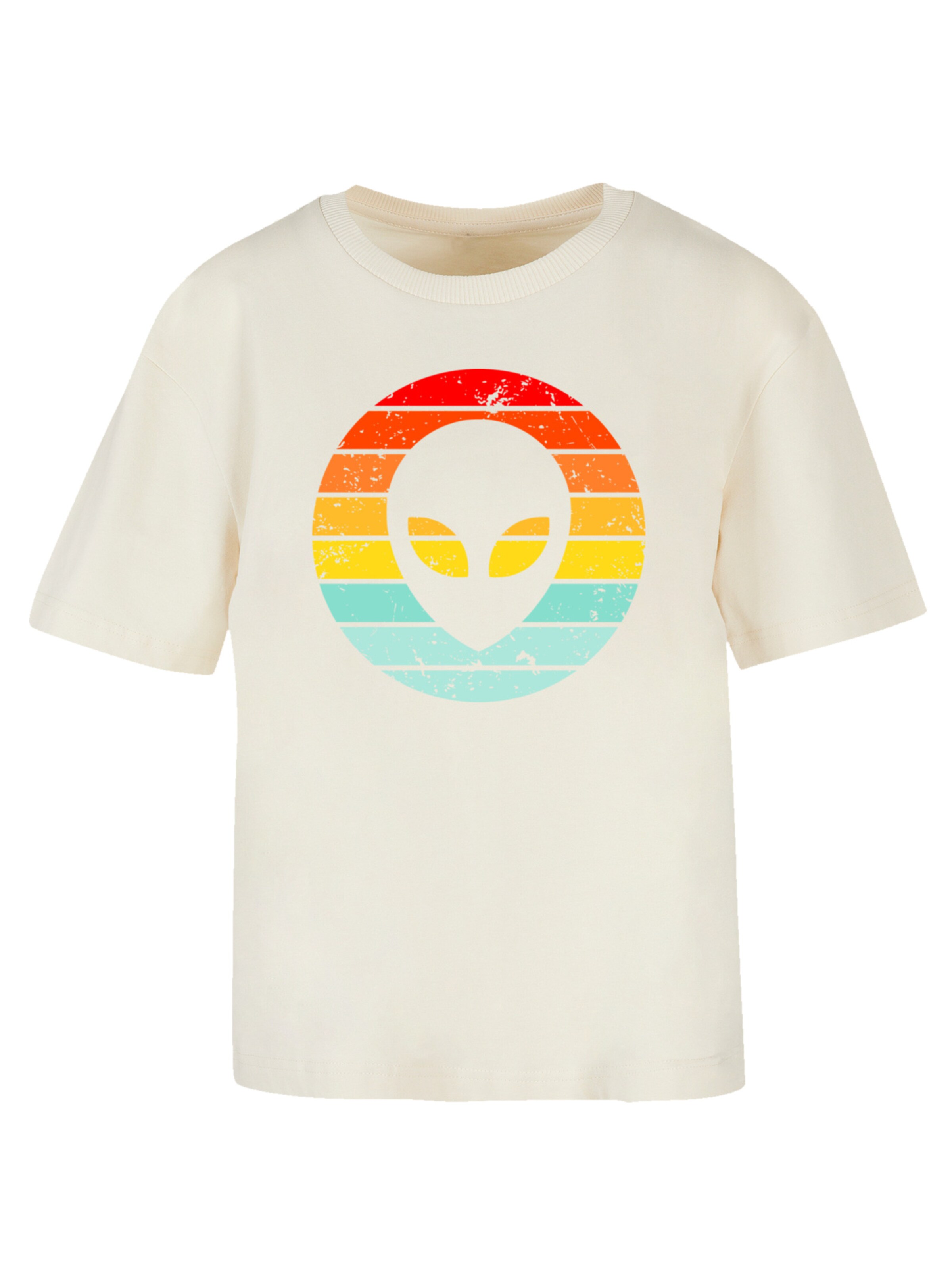 F4NT4STIC Shirt 'Alien Retro Sonnenuntergang' in Beige: voorkant